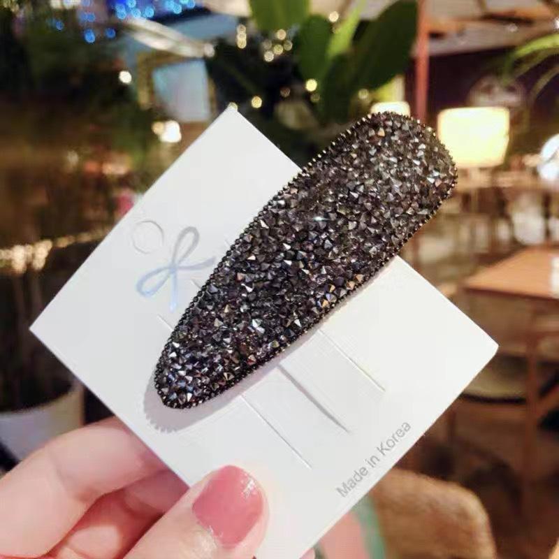 Korean Full Crystal Hairpin Side Hair Ornaments Women's New BB Clips Luxury Fashion Accessories
