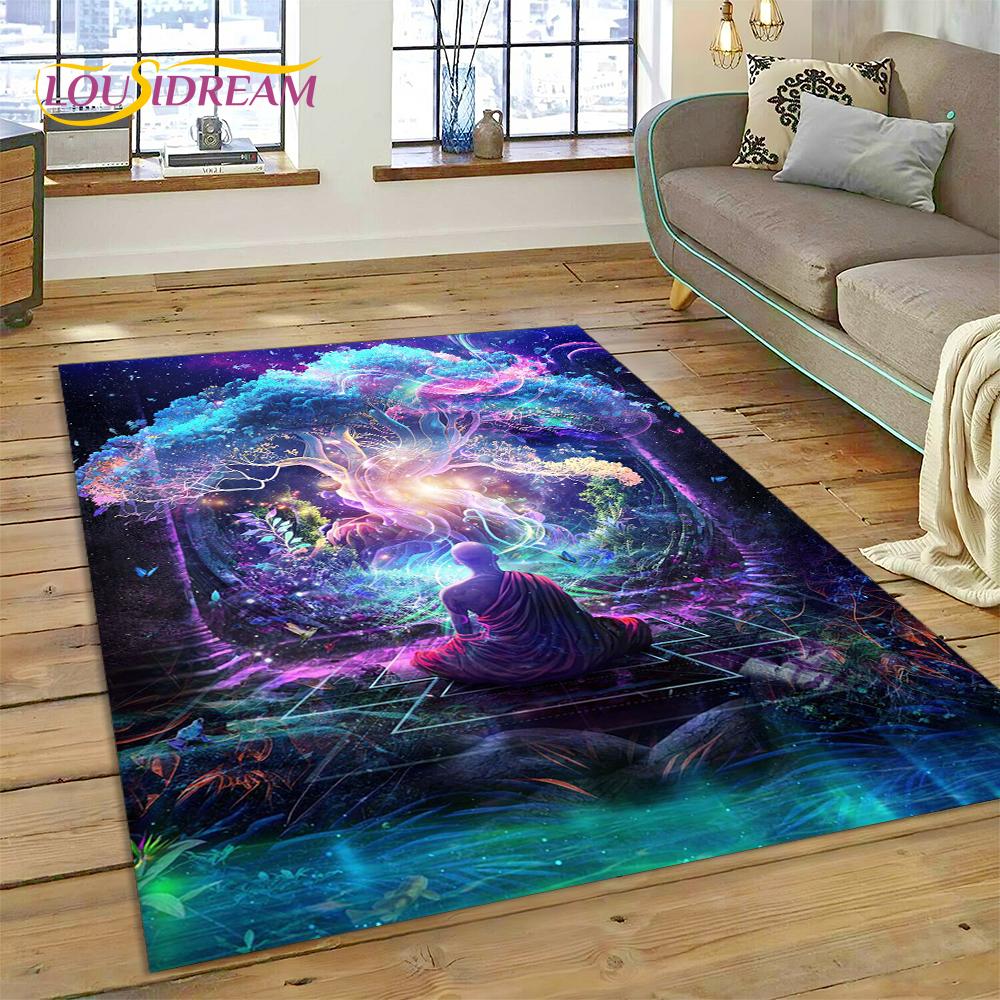 Naturalize Yoga Zen Meditation Rainbow 7 Chakra Carpet Rug for Home Living Room Bedroom Sofa Doormat Decor,Area Rug Non-slip Mat