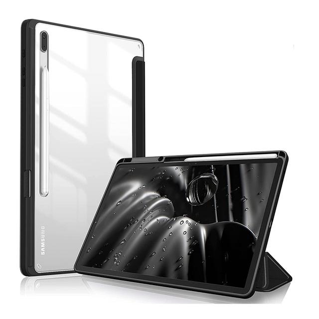 För Samsung Galaxy Tab S8 S7 11 Plus FE 12,4 tum Fodral Transparent Back Tablet Cover För Tab S8 Ultra 14,6 tum Stand Fodral Funda