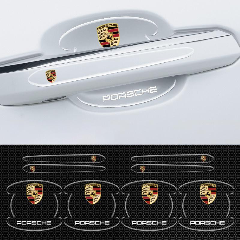 8 Pièces Autocollant de Poignée de Porte de Voiture Bande Protectrice Transparente Anti-rayures Pour Porsche Panamera Macan Boxster Cayman Cayenne 911 718