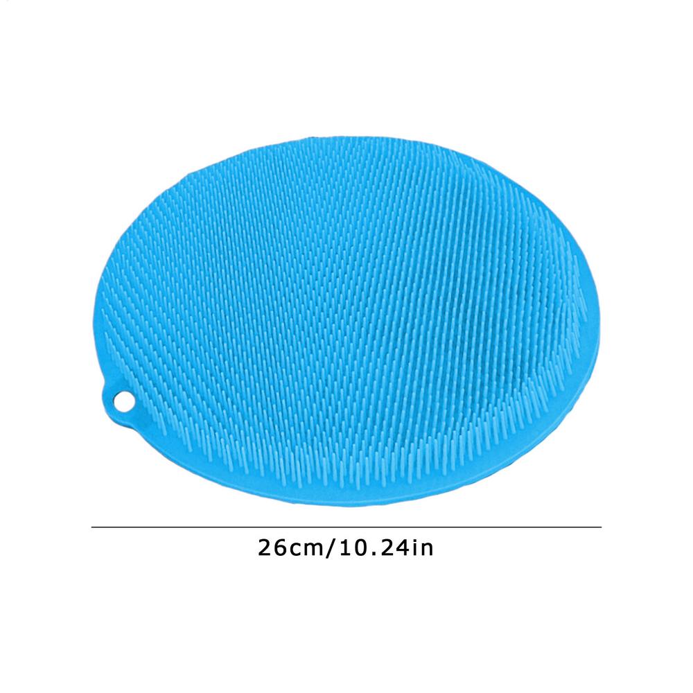 Foot Shower Scrubber 26cm Silicone Round Foot Washing Pad Suction Cup Bath Massage Cushion Wall Mounted Back Rubbing Brush