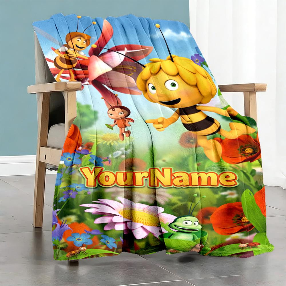 Biene Maja Customize Text Blanket Throw Personalized Blanket Soft & Cozy for Picnics Home Decor Office Chair Seaside Four Seasons Universal