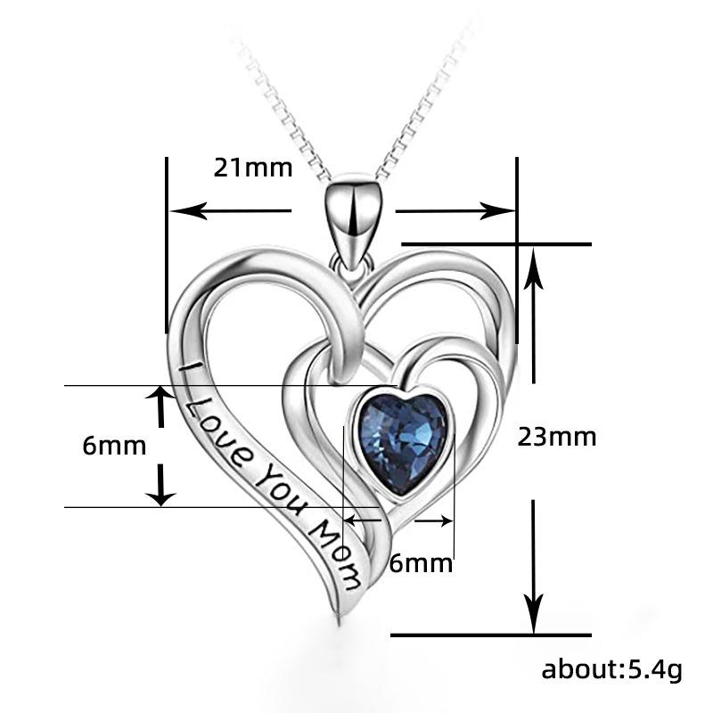 Heart-To-Heart Love Necklace I Love You Mom Lettering Necklace Mother'S Day Gift