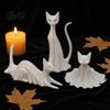 Cute Ghost Cat Figurine 3D Printed Desk Buddy, Halloween Kitty for Funny Gentle Atmosphere Props Office Shelf, Spooky Kitten Ornament, Home