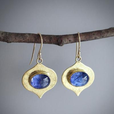 Huajie Vintage Classic Blue Stone Inlay for Elegant Women Pendant Earrings Banquet Ladys New Ear  Fashion Trend