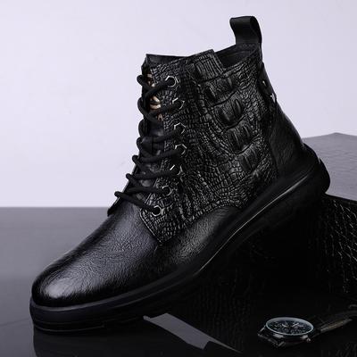 Scarpe da Uomo Uomo Pelle Moda Stivali Uomo Impermeabili Allacciatura Stivaletti Corti Uomo Outdoor Piattaforma Alti Stivali da Moto