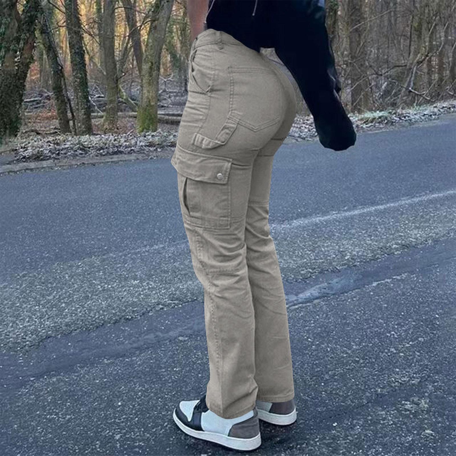 

Женские модные однотонные брюки-лифчики с высокой талией и несколькими карманами, рабочая одежда, джинсы XXL бежевый