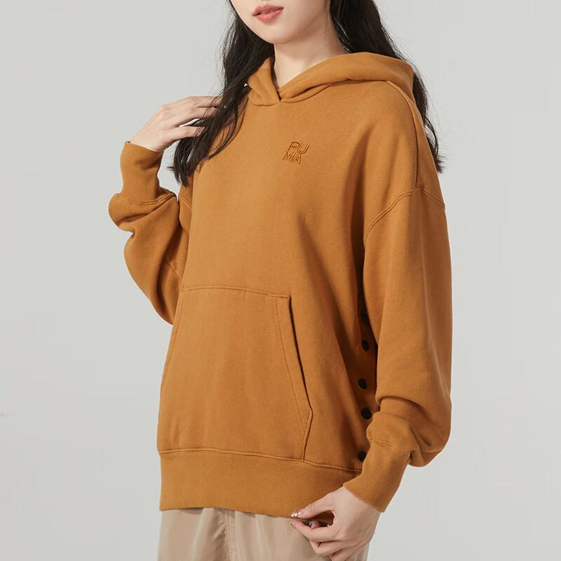 Puma Solid Color Hooded Casual Pullover Sweatshirt Women sweatshirt Brown 537646-74