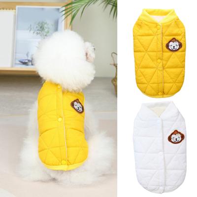 Puppy Warm Vest Two-legged Soft Texture Button Closure Windproof Cartoon Keep Warm Pet Snowsuit
