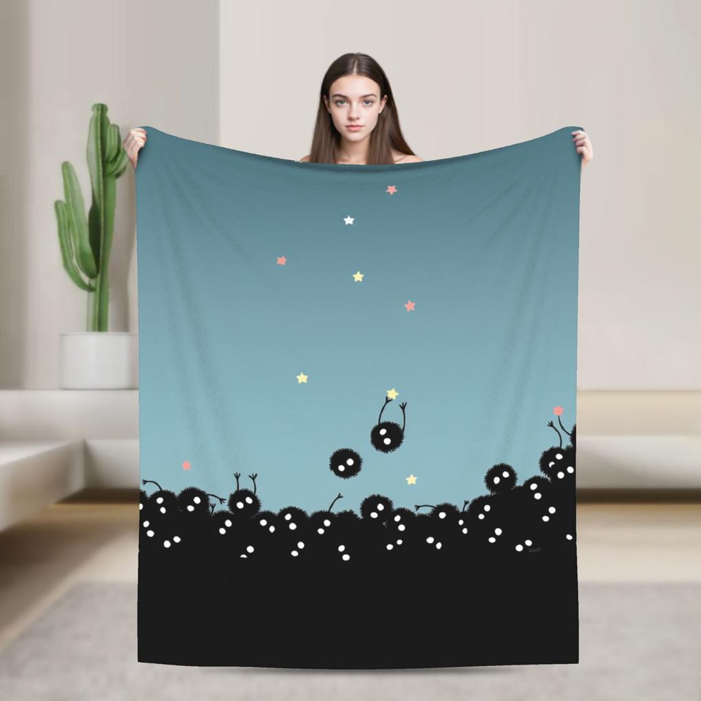 Susuwatari  Soot Sprites  Plush Blanket Students  Flannel Throw Blanket For Outdoor Soft Warm Design Quality Bedspread Gift Idea