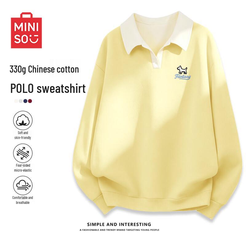 MINISO Women's Polo Collar Loose Pullover Sweatshirt