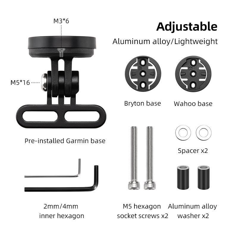 Rockbros Bike Bracket Front Light Lamp Holder Aluminum Alloy Extension Holder For Bicycle Computer Wahoo Bryton Garmin Bracket