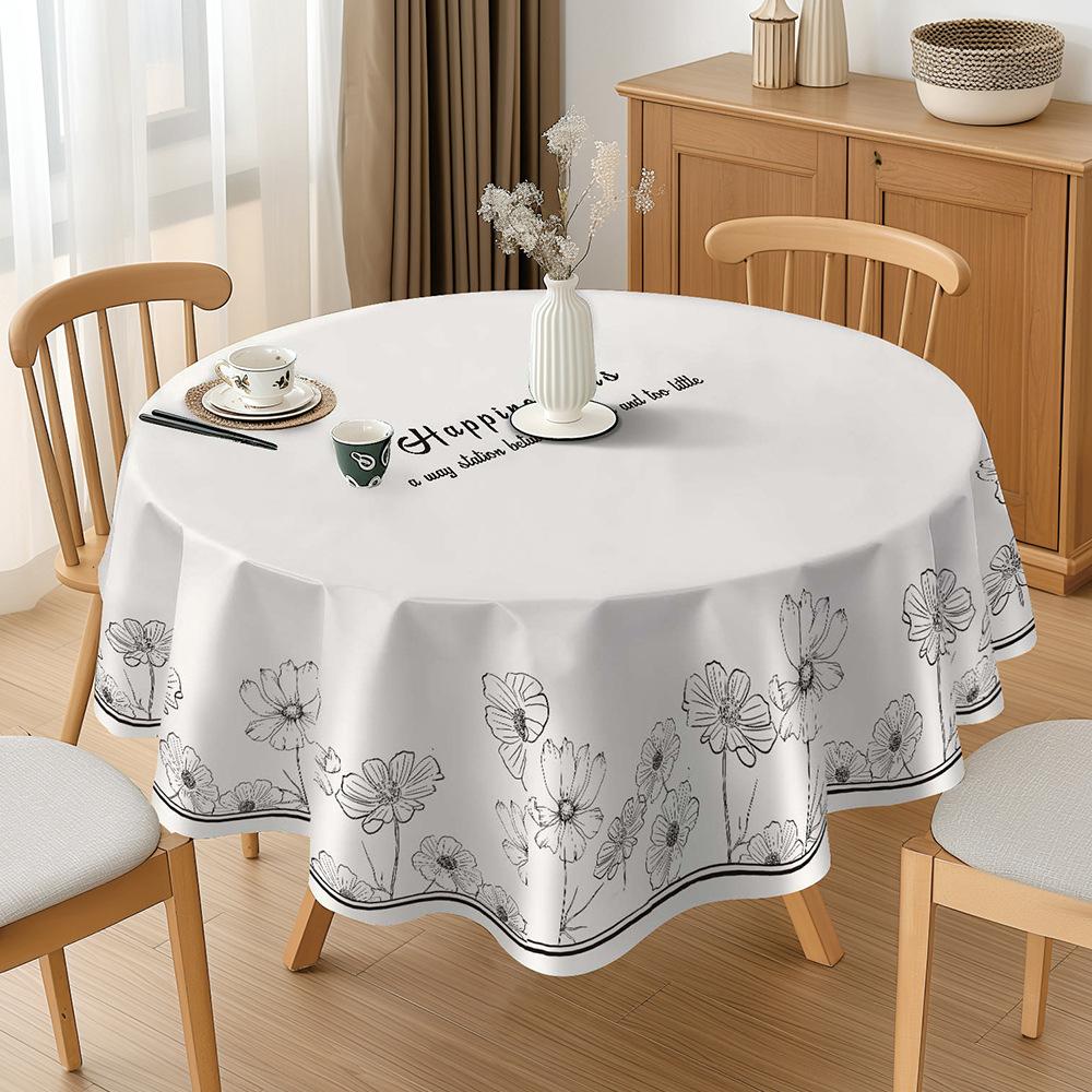 1PC New Simple Style Round Table Cloth Waterproof Oil-proof Anti-scalding Wash-Free PVC Table Cloth Scratch-resistant Durable
