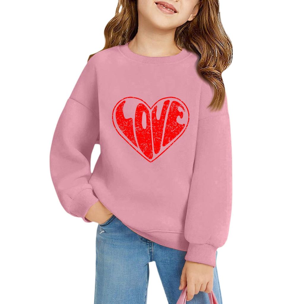 Mädchen Rundhals-Pullover für Kinder Bedruckte Baby-Oberteile Valentinstag
