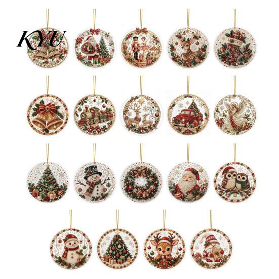 Office Holiday Decorations Christmas Acrylic Hanging Ornament, 2D Flat Double Side Printed Personalized Gifts Santa Snowman Pendant for Tree