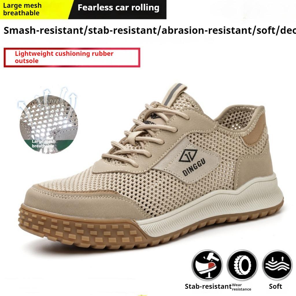 Summer Safety Construction Shoes Breathable Work Shoes with Mesh Work Boots with Steel Toe Cap Lightweight Work Sneakers for Men