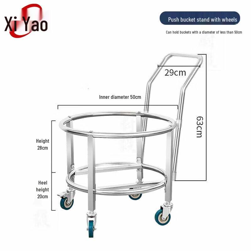 Mobiler Servierwagen aus Edelstahl für Eimer