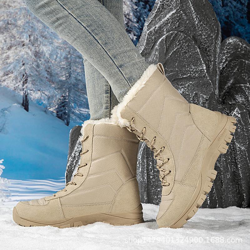New Winter Snow Boots Women's Winter Velvet Thickened Thick-soled Waterproof Northeast Warm Cotton Shoes Outdoor