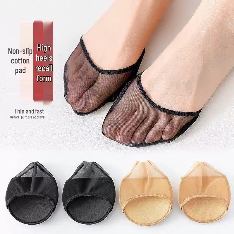 Invisible Lace Half-Sole Sandal Socks for Women - Anti-slip, Thin Silk Forefoot Pads