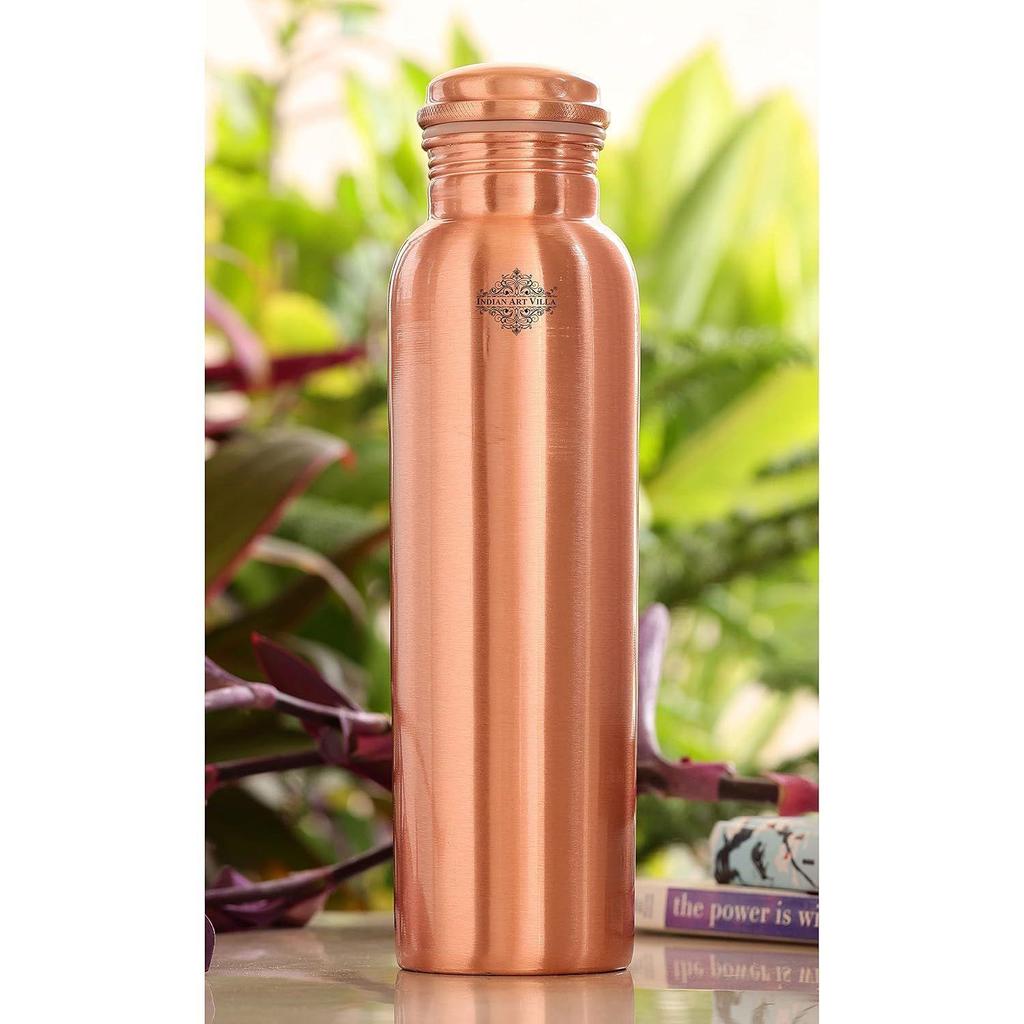 Pure Copper Leak Proof Bottle With Plain Matt Finish Design, Drinkware & Storage Purpose, Ayurvedic Health Benefits, Volume-600 ml