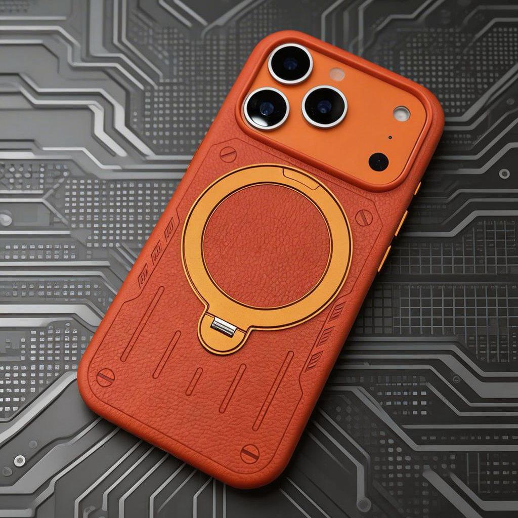 iPhone 17 Pro Max Magnetic Rotating Stand Case with Mecha Design and Frosted Skin-feel Protection