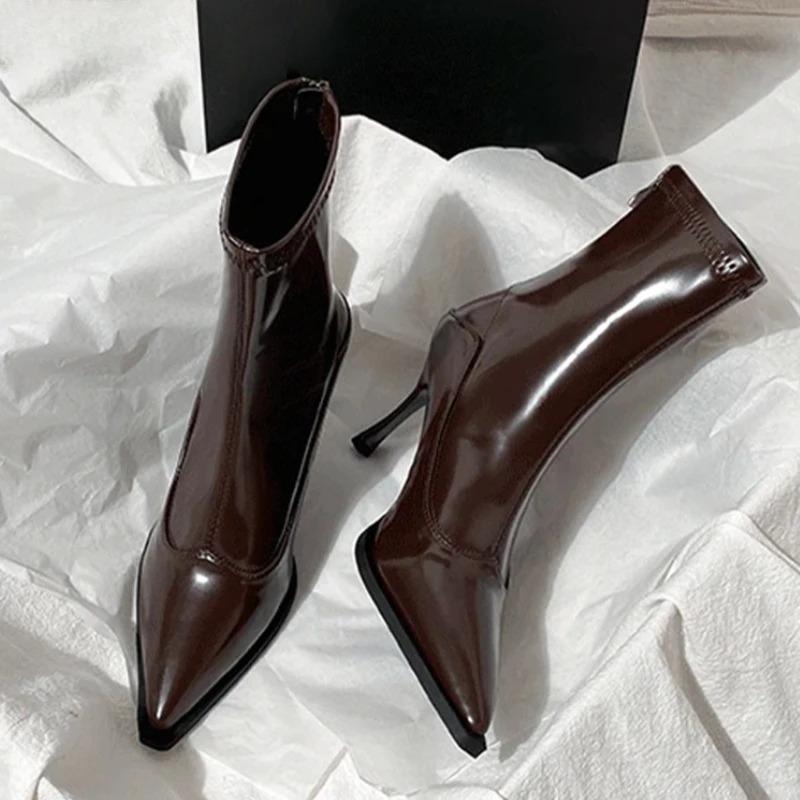 Autumn Winter Pointed Toe Women Thin Heel Ankle Boots Street Style Party Stripper Short Botas Mujer