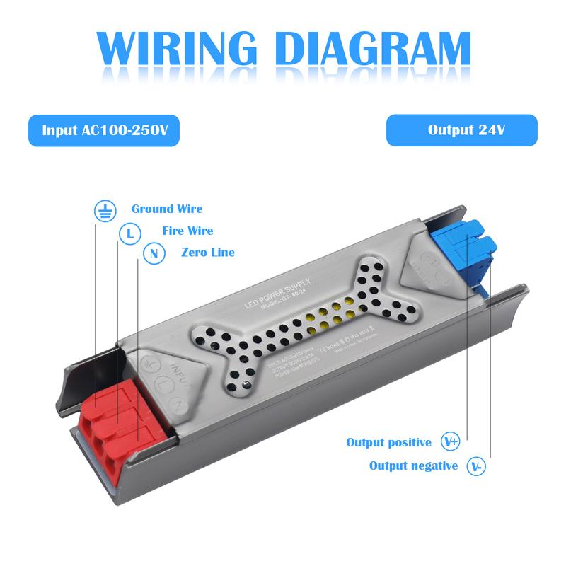 Ultra Thin Lighting Transformer 110V 220V To 12V 24V 60W 100W 200W 300W 400W Heat Dissipation Power Supply For LED Strip Adapter