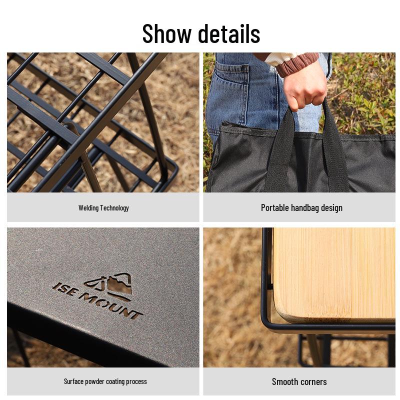 Klapptisch aus Eisendrahtgeflecht mit Stahlplatte & Holzplatte