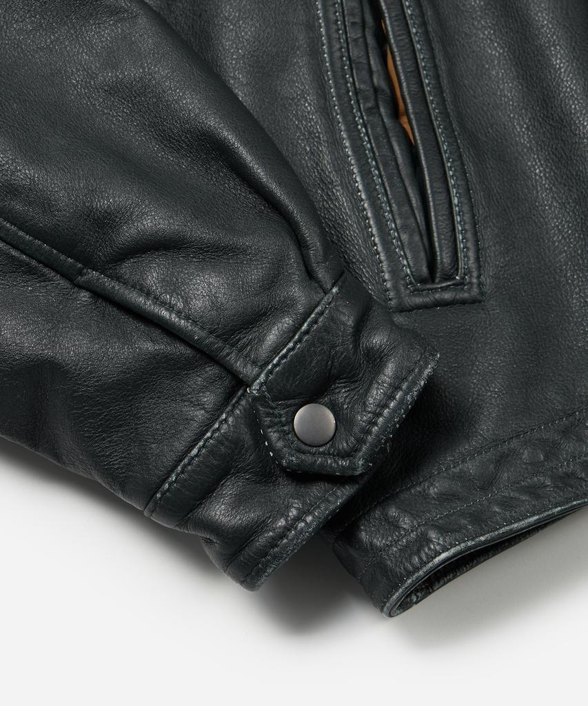 Frizmworks Destroyed Cowhide Leather Jacket _ Washed Olive