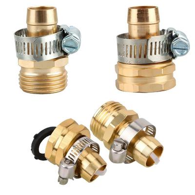 1set 0f 3/4 Inch Garden Brass Mender End Repair Kit Hose Connector Male Female