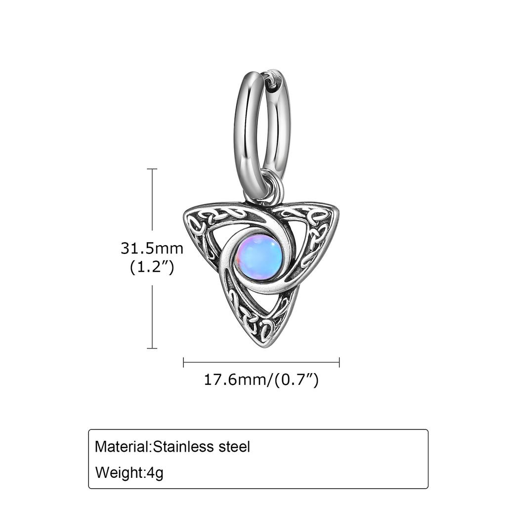 Moonstone Stainless Steel Hoop Earrings for Men Boys,Waterproof Stainless Steel Star Ear Drop,New Fashion Hiphop Zircon Gifts