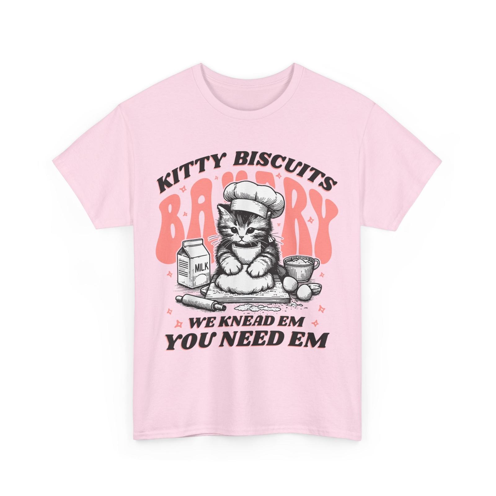 Kitty Biscuits Bakery Funny Shirt, Cat Lovers Baking Humor T-Shirt L