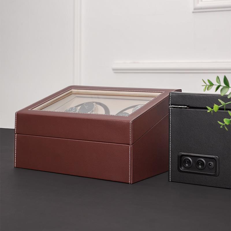 Dual-Head PU Leather Automatic Watch Winder Box