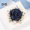 Women Brooch 3D Rose Leaf Faux Pearl Rhinestone Lapel Collar Pin Bag Scarf Hat Decoration Brooch Prom Party Jewelry
