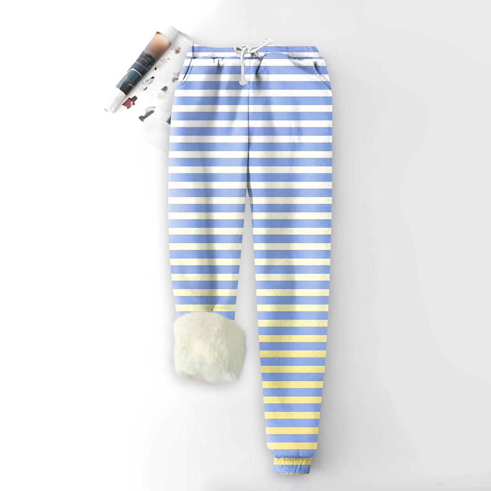 Женские модные спортивные свободные утолщенные теплые брюки из плотного флиса с принтом — фото 13