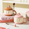Cute Girl Cartoon Chubby Ceramic Mug with Lid Mobile Phone Stand Cup Birthday Gift Water Cup Souvenir