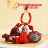 Red Sandalwood Ruyi Lock Horse Pendant Keyring - Zodiac Year of the Horse Gift