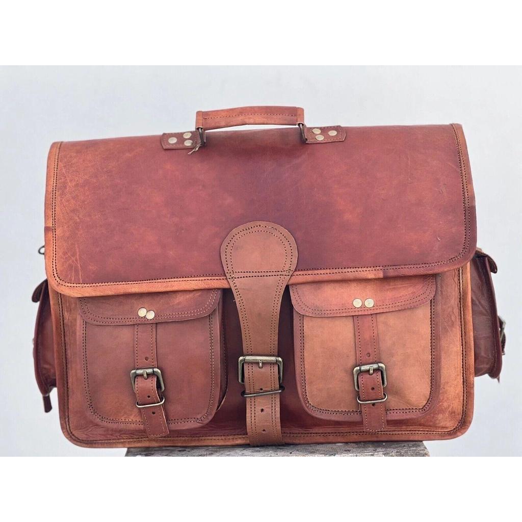 Briefcase Leather Vintage Men Messenger Shoulder Bag Laptop Satchel