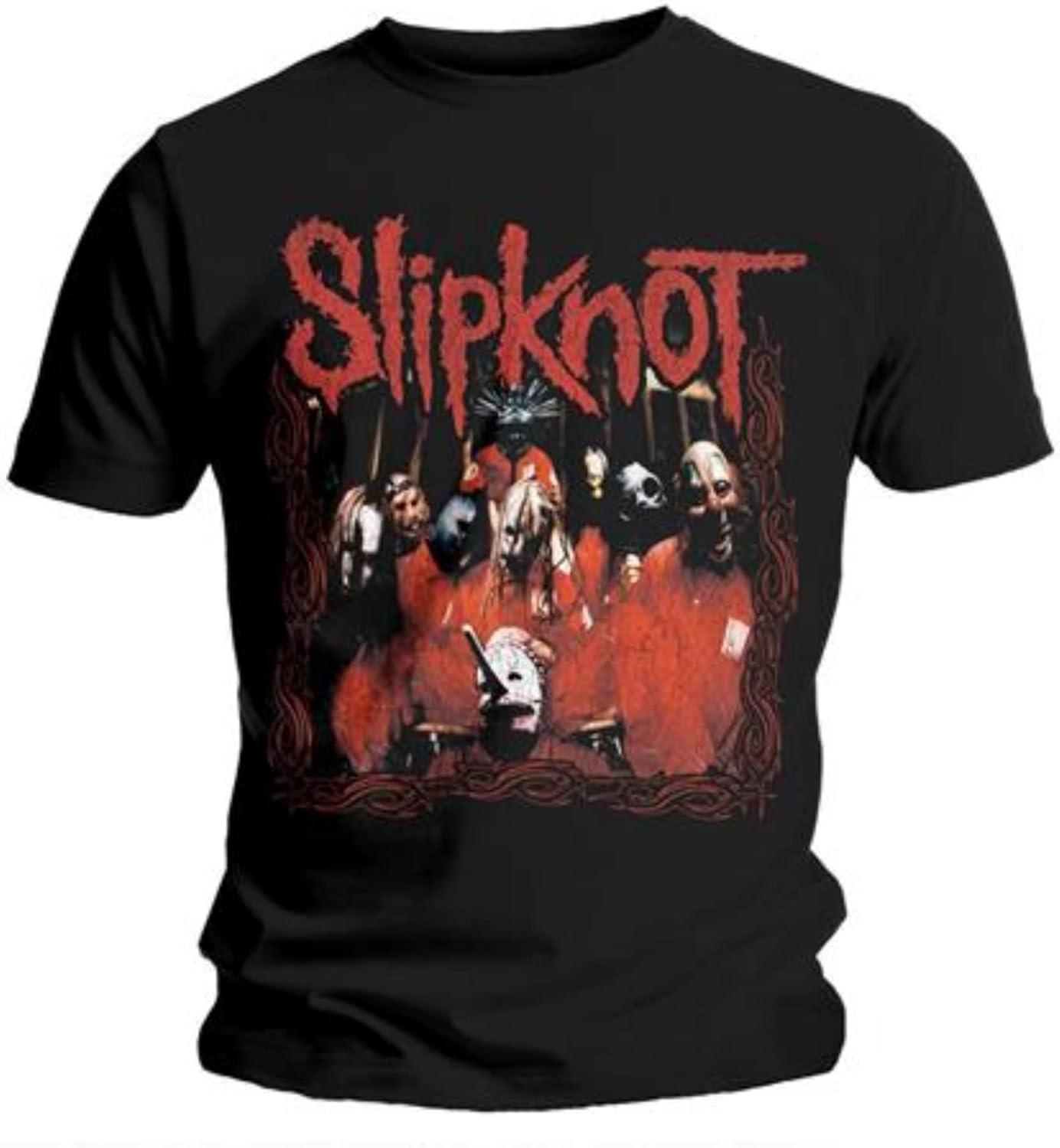 Футболка с принтом Slipknot, рамка, черная, размер M S чёрный