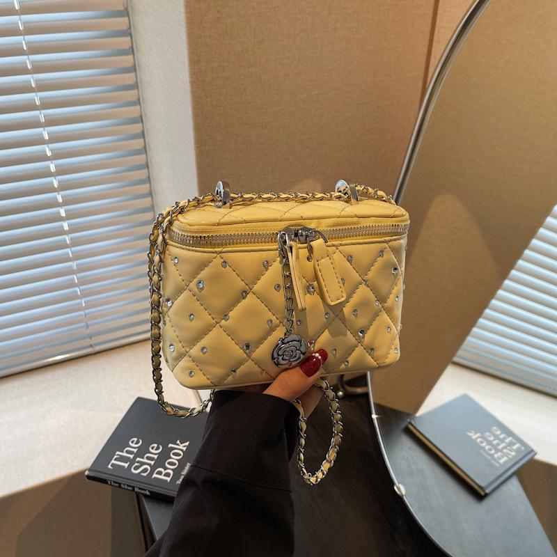 Rhombus chain versatile shoulder box bag women's 2025 summer new high-end messenger bag