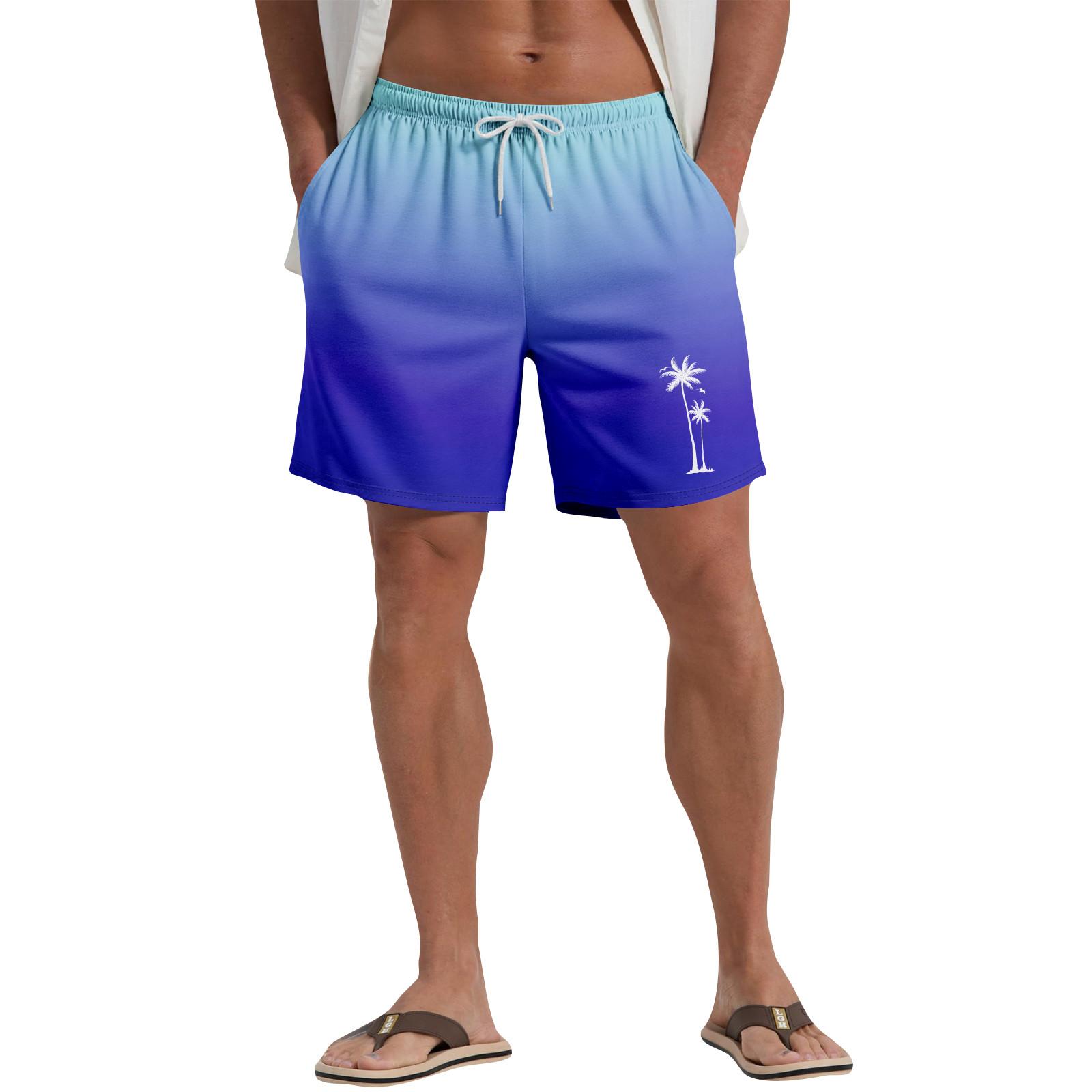 

Мужские повседневные пляжные шорты с гавайским растительным принтом L темно-синий