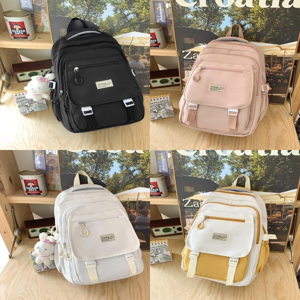 Trendy Girls' High School Backpack With Colorful Contrast Design Soft Retro Bookbag For Teens