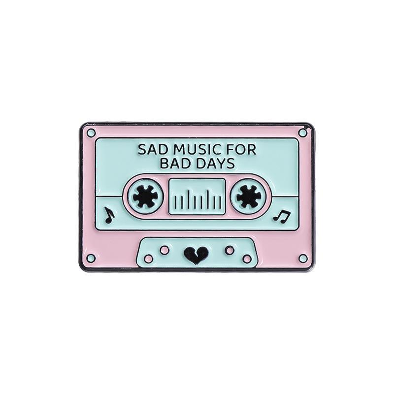 Magnetic Tape Radio Set Metal Enamel Pins Custom Myth Brooches Bag Clothes Lapel Pin Badge Animal Jewelry Gift For Kids Friends