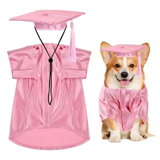 2025 Dog Graduation Costume Set Pet Graduation Cap with Tassel And Washable Gown Set for Dogs Cats Holiday Halloween Party Accessory