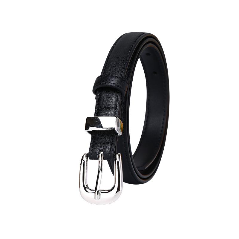 New Leather Belt Women'S Korean Version Trend Simple And Versatile First Layer Cowhide Needle Buckle Decorative Thin Belt