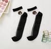 5 /10 Pairs Women Socks Summer Cartoon Socks Bear Colorful No Show Socks Soft Silk Thin Transparent Kawaii Girls Female Ankle Socks