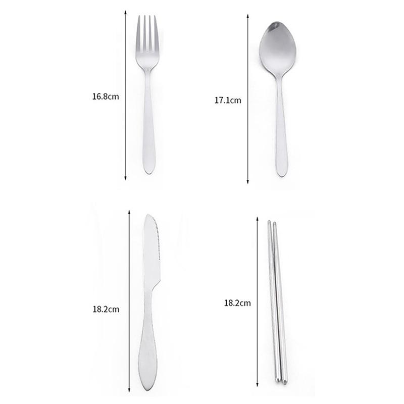 4ks/sada Travel Camping Příbory Sada přenosného nádobí Nerezová hůlka