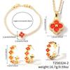 Elegant Floral Clover Jewelry Set Women Earrings Necklace Bracelet Ring In Chic Style Copper Plated