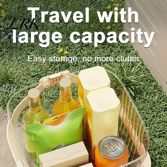 Outdoor Picnic Accessory Transparent Basket, with Handle, Large Capacity Organizer, Durable Multi-purpose Storage Basket Waterproof Food Container,