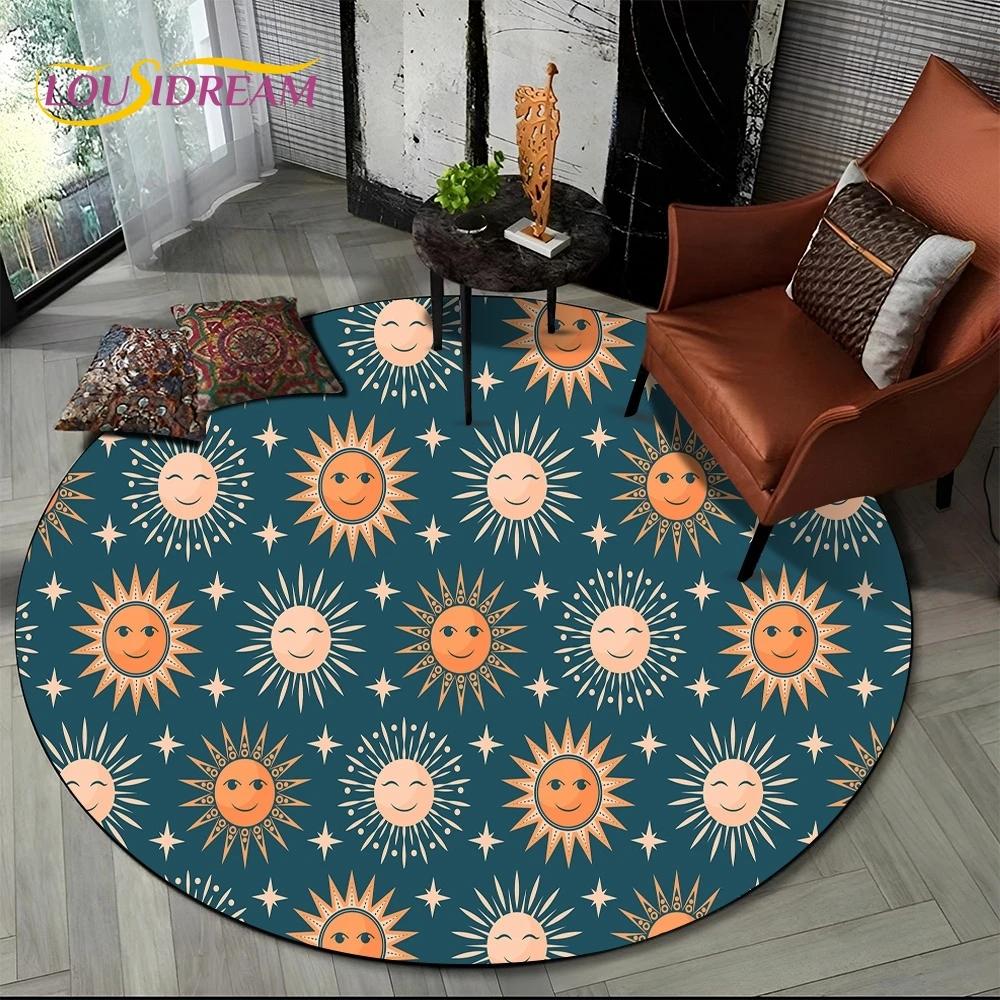 

3D Mysteriou Sun Moon Tarot Mandala Magic Round Area Carpet Rug for Living Room Bedroom Kid Playroom Decor,Pet Area Rug Non-slip 60X60cm